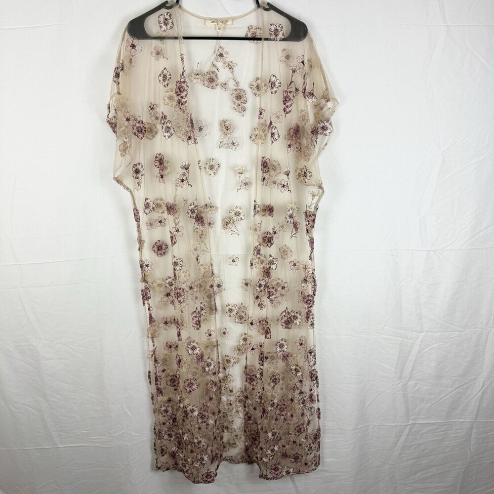 Living Doll Sheer Mesh Floral Embroidered Duster Size 1 Cowgirl Boho Chic